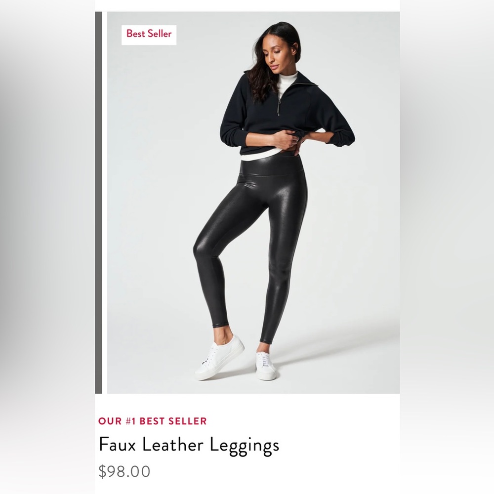 Spanx Petite M faux leather leggings